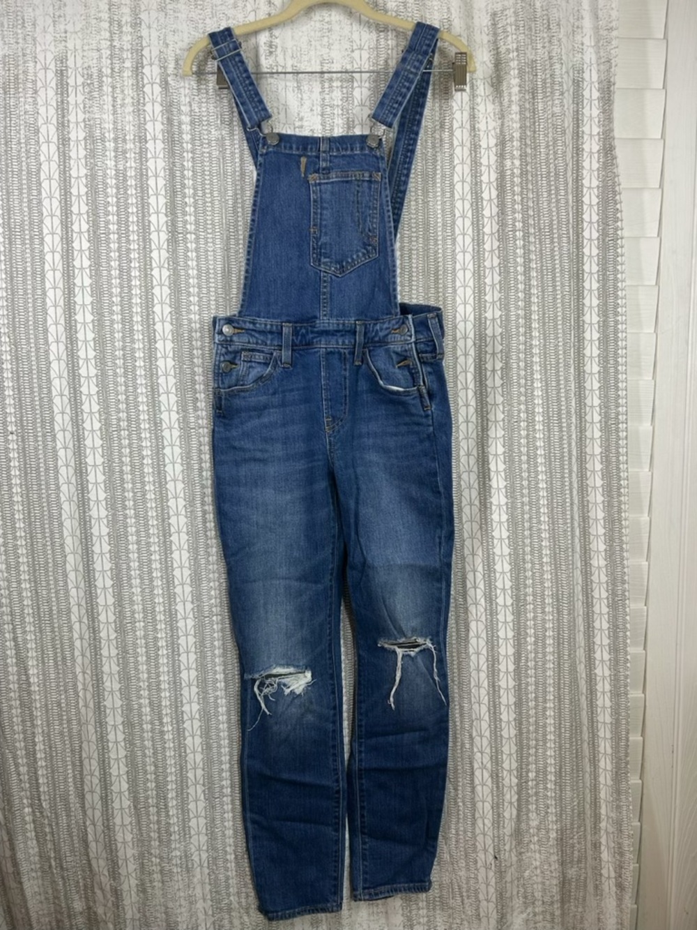 Levi's Blue Denim Overalls with Leather Patch